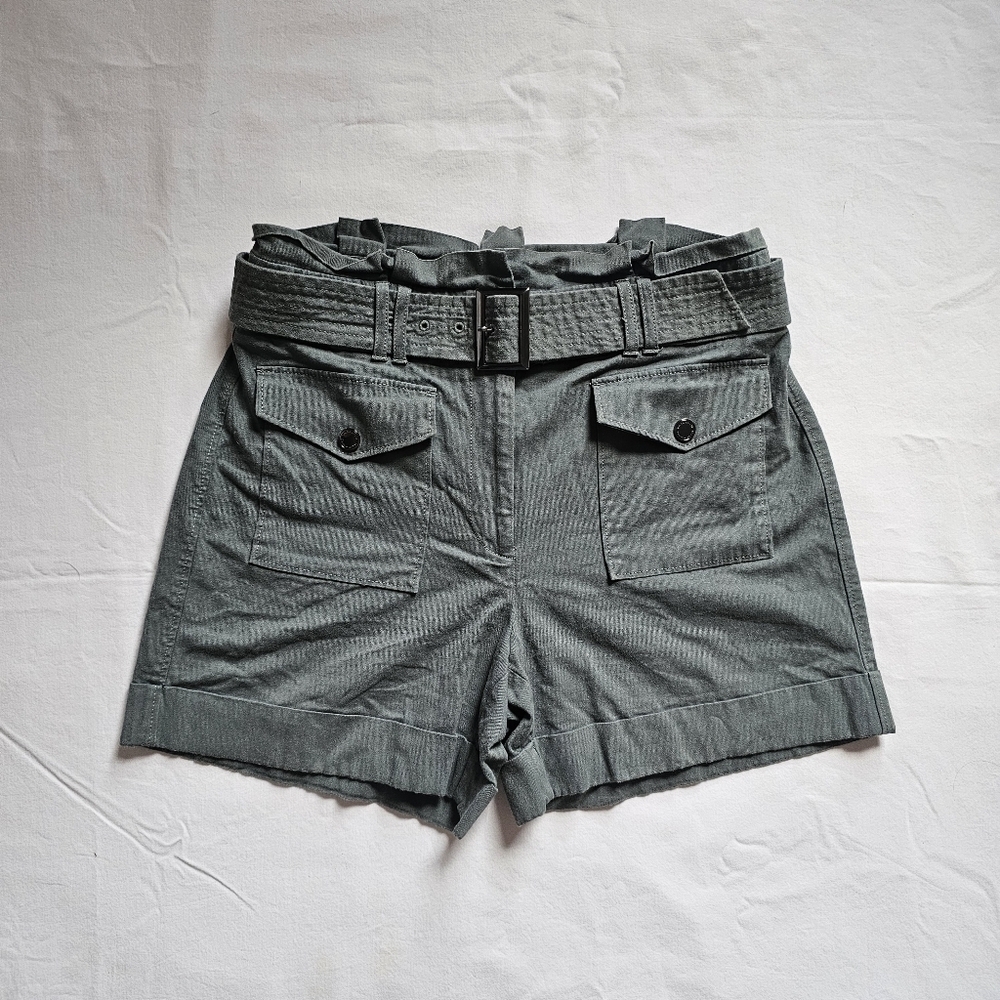 WHBM the 5" short cargo army green gorpcore high-waist belted shorts Size 4